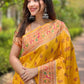 Rajwada Yellow Woven Design Silk Blend Saree With Unstitched Blouse For Women