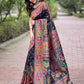 Rajwada Black Woven Design Silk Blend Saree With Unstitched Blouse For Women