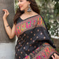 Rajwada Black Woven Design Silk Blend Saree With Unstitched Blouse For Women