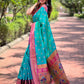 Rajwada Blue Woven Design Silk Blend Saree With Unstitched Blouse For Women
