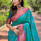 Rajwada Blue Woven Design Silk Blend Saree With Unstitched Blouse For Women
