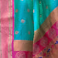 Rajwada Blue Woven Design Silk Blend Saree With Unstitched Blouse For Women