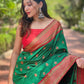 Rajwada Green Woven Design Silk Blend Saree With Unstitched Blouse For Women