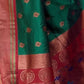 Rajwada Green Woven Design Silk Blend Saree With Unstitched Blouse For Women