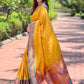 Rajwada Mustard Woven Design Silk Blend Saree With Unstitched Blouse For Women