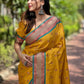 Rajwada Mustard Woven Design Silk Blend Saree With Unstitched Blouse For Women