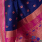 Rajwada Navy Blue Woven Design Silk Blend Saree With Unstitched Blouse For Women