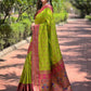 Rajwada Olive Woven Design Silk Blend Saree With Unstitched Blouse For Women