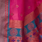 Rajwada Pink Woven Design Silk Blend Saree With Unstitched Blouse For Women