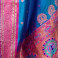 Rajwada Blue Woven Design Silk Blend Saree With Unstitched Blouse For Women