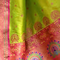 Rajwada Olive Woven Design Silk Blend Saree With Unstitched Blouse For Women