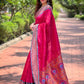 Rajwada Pink Woven Design Silk Blend Saree With Unstitched Blouse For Women