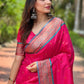 Rajwada Pink Woven Design Silk Blend Saree With Unstitched Blouse For Women