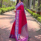Rajwada Red Woven Design Soft Silk Saree With Unstitched Blouse For Women