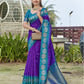 Rajwada Purple Woven Design Soft Silk Saree With Unstitched Blouse For Women