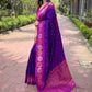 Rajwada Purple Woven Design Soft Silk Saree With Unstitched Blouse For Women