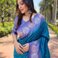 Rajwada Teal Woven Design Soft Silk Saree With Unstitched Blouse For Women