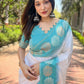 Rajwada White Woven Design Soft Silk Saree With Unstitched Blouse For Women