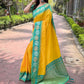 Rajwada Yellow Woven Design Soft Silk Saree With Unstitched Blouse For Women