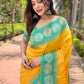 Rajwada Yellow Woven Design Soft Silk Saree With Unstitched Blouse For Women