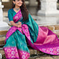 Rajwada Teal Woven Design Soft Silk Saree With Unstitched Blouse For Women