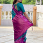 Rajwada Teal Woven Design Soft Silk Saree With Unstitched Blouse For Women