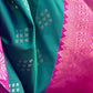 Rajwada Teal Woven Design Soft Silk Saree With Unstitched Blouse For Women