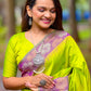 Rajwada Olive Woven Design Soft Silk Saree With Unstitched Blouse For Women