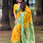 Rajwada Yellow Woven Design Soft Silk Saree With Unstitched Blouse For Women