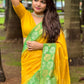 Rajwada Yellow Woven Design Soft Silk Saree With Unstitched Blouse For Women
