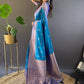 Rajwada Blue Woven Design Soft Silk Saree With Unstitched Blouse For Women