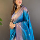 Rajwada Blue Woven Design Soft Silk Saree With Unstitched Blouse For Women