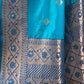 Rajwada Sea Green Woven Design Soft Silk Saree With Unstitched Blouse For Women