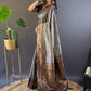 Rajwada Grey Woven Design Soft Silk Saree With Unstitched Blouse For Women