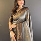Rajwada Grey Woven Design Soft Silk Saree With Unstitched Blouse For Women