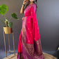 Rajwada Pink Woven Design Soft Silk Saree With Unstitched Blouse For Women