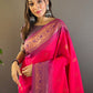 Rajwada Pink Woven Design Soft Silk Saree With Unstitched Blouse For Women