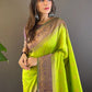 Rajwada Olive Woven Design Soft Silk Saree With Unstitched Blouse For Women
