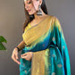 Rajwada Teal Woven Design Soft Silk Saree With Unstitched Blouse For Women
