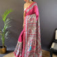 Rajwada Pink Printed Silk Blend Saree With Unstitched Blouse For Women