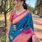 Rajwada Blue Woven Design Soft Silk Saree With Unstitched Blouse For Women