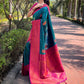 Rajwada Teal Woven Design Soft Silk Saree With Unstitched Blouse For Women