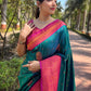Rajwada Teal Woven Design Soft Silk Saree With Unstitched Blouse For Women