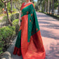 Rajwada Green Woven Design Soft Silk Saree With Unstitched Blouse For Women