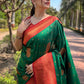 Rajwada Green Woven Design Soft Silk Saree With Unstitched Blouse For Women