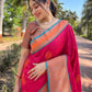 Rajwada Pink Woven Design Soft Silk Saree With Unstitched Blouse For Women