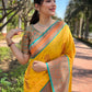 Rajwada Yellow Woven Design Soft Silk Saree With Unstitched Blouse For Women