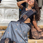 Rajwada Grey Woven Design Soft Silk Saree With Unstitched Blouse For Women