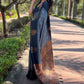 Rajwada Grey Woven Design Soft Silk Saree With Unstitched Blouse For Women