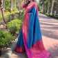 Rajwada Blue Woven Design Soft Silk Saree With Unstitched Blouse For Women